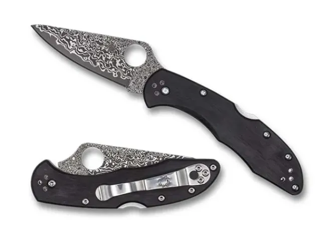 Delica® 4 Black Pakkawood Damascus Exclusive-Spyderco Sale