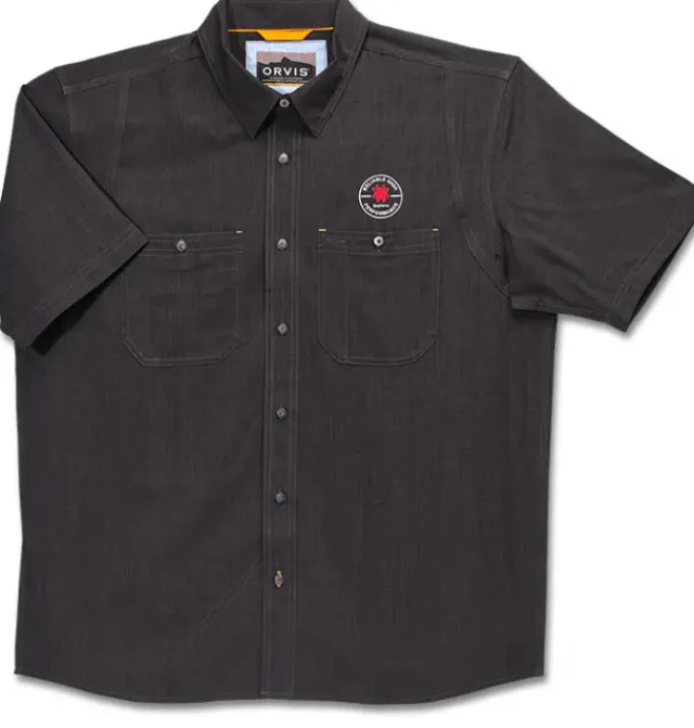 Orvis® Men's Tech Chambray Black Work Shirt Short Sleeve-Spyderco Online