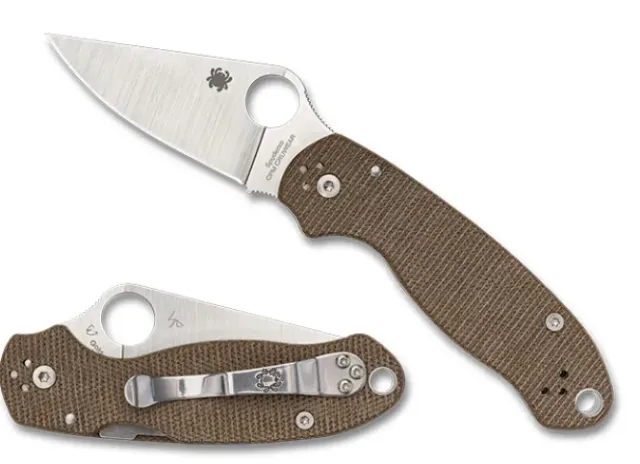 Para® 3 Brown Canvas Micarta CPM CRU-WEAR-Spyderco Sale